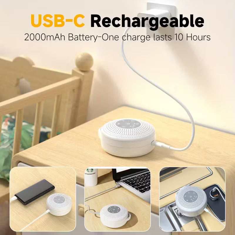 Portable White Noise Device Featuring a 2000Mah Battery, Offering 21 Calming Sounds to Aid Sleep And Relaxation, Equipped with a Timer And 30 Volume Settings, Suitable for Home, Travel, And Nursery Use