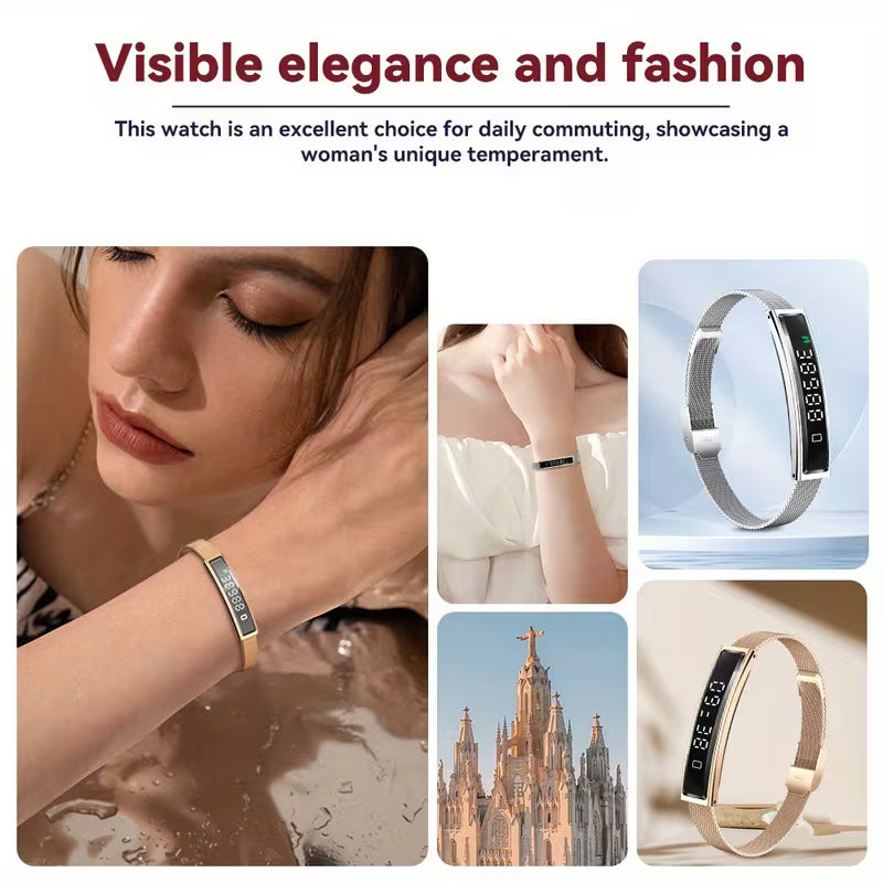 LIFEBEE New Fashion Smart Bracelet with Multiple Sports Modes, Step Count, Elegant Stainless Steel Watch with Shake It to Take a Photo, Smartwatch Lightweight and Stylish Compatible with Cell Phones - Valentine's Day Gift, the Perfect Gift for Women