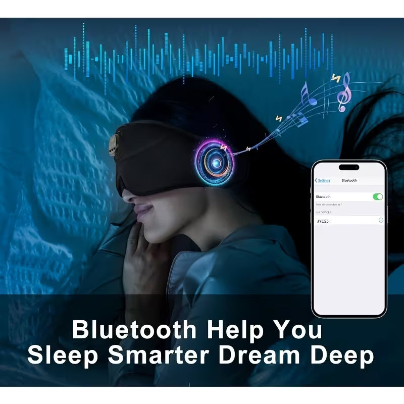 Wireless Sleep Mask (Smart Timer) 100% Full Light Blocking 3D Contoured Eye Mask 38 White Noise Tracks Sleep Music with Auto Shut-Off Breathable Pressure-Free Design Ideal for Side Sleepers Perfect for Travel Unisex Gift for Men And Women