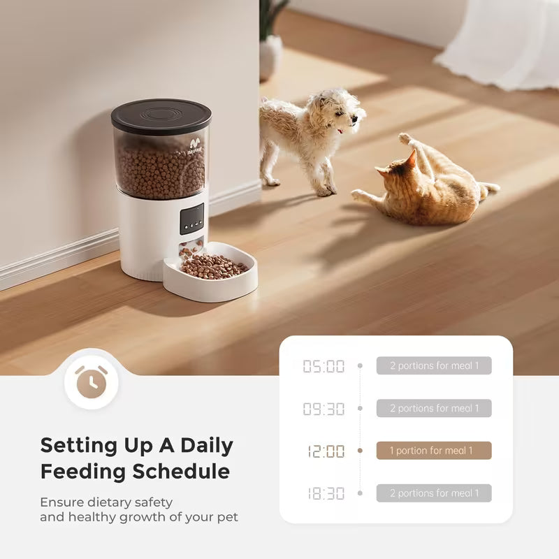 Automatic Cat Feeder 101.44oz - Smart Pet Food Dispenser with Wireless App Control (Up to 787.4 inch), Timed Programmable Portion Control, Dual Power Backup, Easy Setup, 10 Meals/Day for Cats And Puppies (No Wifi Required)