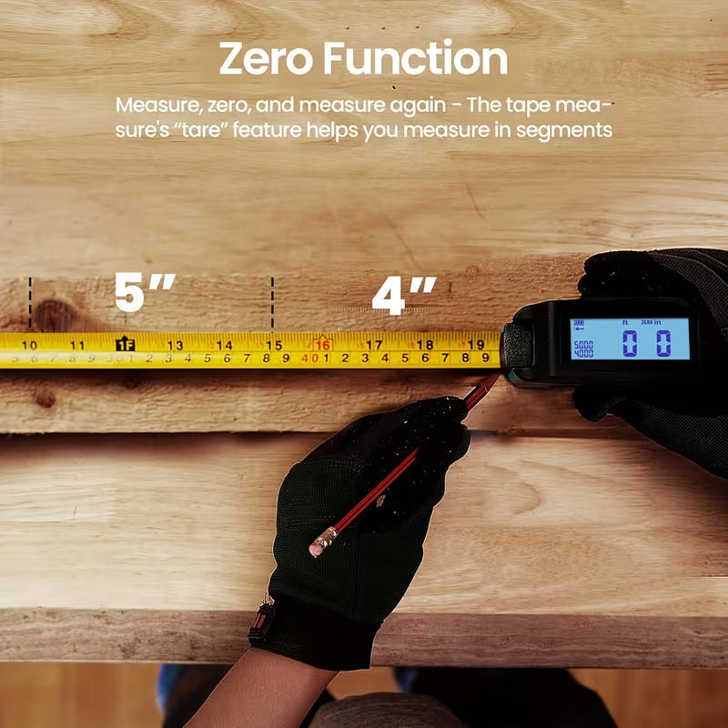 16 Ft Digital Tape Measure - 6 Metric and Imperial Units | Easy Read, Retractable with Fractions 1/16, Rechargeable, Display, Yellow, Grey, Sky, ACPOTEL Brand, For Distance/Area/Volume
