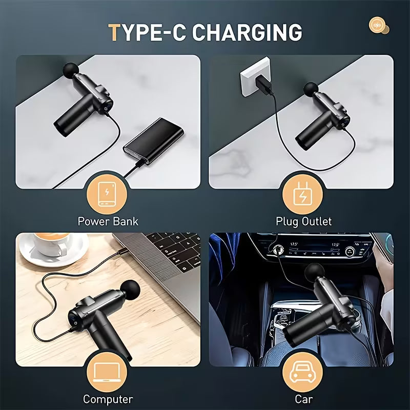 8-Head Portable Massage Gun - Ultra Compact And Elegant Design, Suitable for Full Body, Back, Neck, Leg, And Waist Massage - Rechargeable Lithium Battery, 1200Mah, Massage Gun Additions, Compact Design, Father'S Day Gift