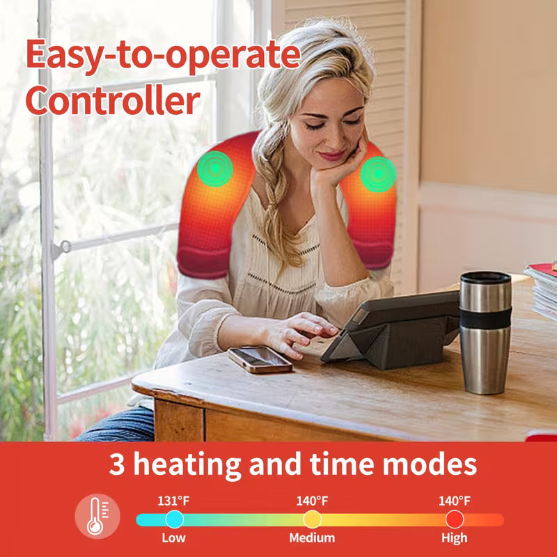 1pc Dual Shoulder Heating Massager - USB Powered, 3 Temperature Settings, Smart Temperature Control, Perfect Valentine'S Day Gift for Friends, Suitable for Home, Driving, Office Use, Unisex (Non-Wireless)