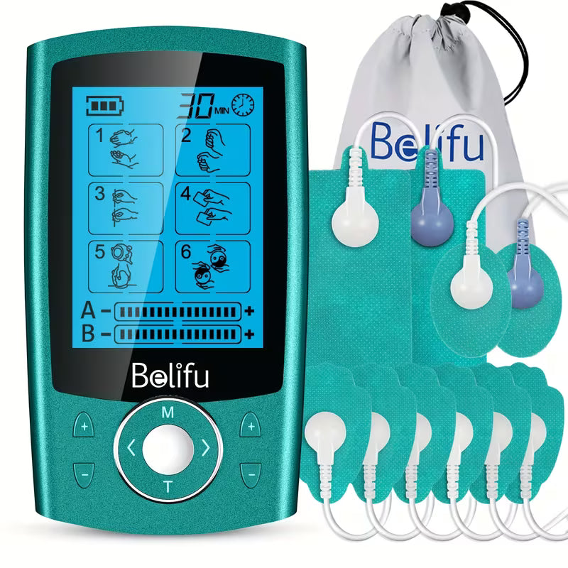 Belifu TENS+ EMS 24-In-1 Muscle Stimulator Relieves Body Fatigue, Back Pain, Neck Pain, Carpal Tunnel Pain, Arthritis, And Foot Pain Rechargeable Portable Stimulator for Home Office Travel Perfect Gift for Your Family And Loved Ones!