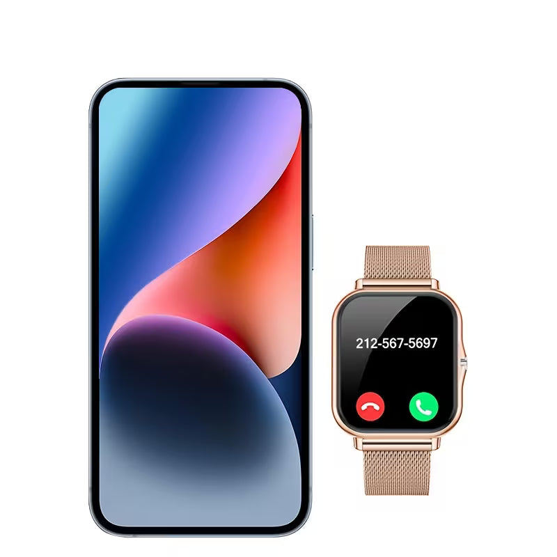 Full Touchscreen Smartwatch for Men and Women, Wireless Bluetooth for Making/answering Calls, 100+ Sports Modes, Weather, Stopwatch, Timer, Alarm Clock, Alloy Case, Stainless Steel Strap, Stylish and Minimalist Design, Compatible with Android