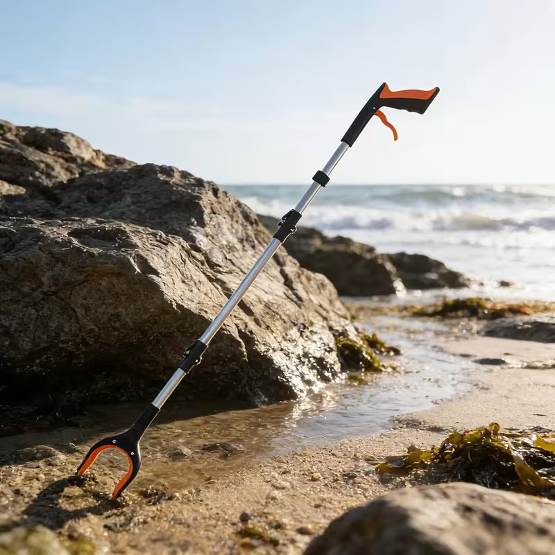 Multifunctional Extended Garbage Picker 360° Rotatable Wide Mouth Cleaning Tongs Foldable Magnetic Grabber Soft Non-slip Handle Durable Litter Picking Tool for Elderly, Random Colors
