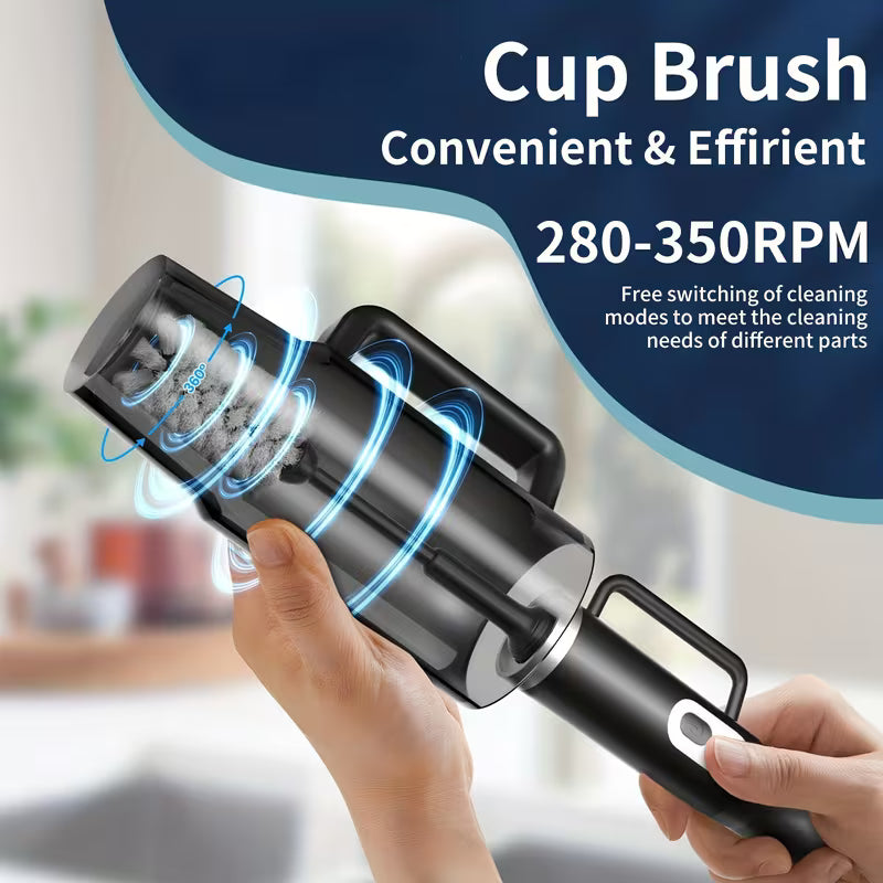 BOOQIBOY Electric Cup Scrubber, 2-Speeds With Strong Cleaning Power, IPX6 Waterproof, Long Battery Life, Deep Cleans 40oz Mugs & Daily Hydration Bottle, Includes Long Straw Brush & Type-C Cable, Wall Mount Storage, Kitchen Cleaning Tool & Accessory