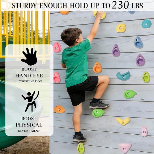 20 PCS Rock Climbing Holds for Kids,Rock Climbing Wall Grips Climbing Rocks Wall Kit for Indoor and Outdoor Playground Play Set with Hardware(Pastel Color