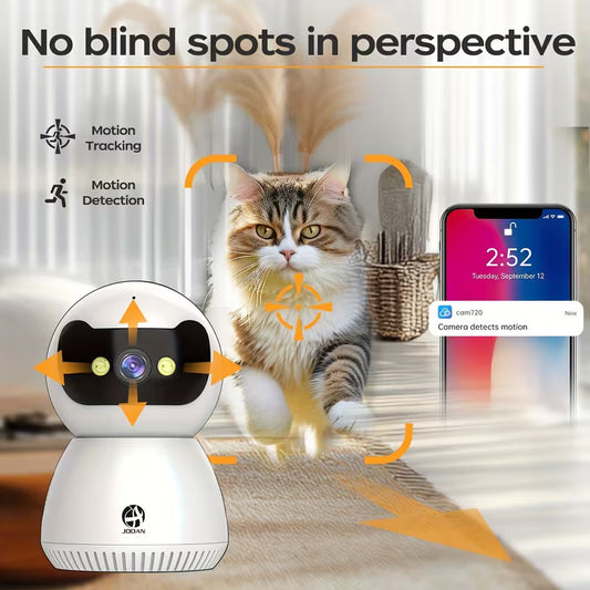 1080P Full HD Surveillance Camera with Full-Color Night Vision, Two-Way Audio, Motion Detection, and Tracking Recording. Can Be Controlled Via Remote Mobile App. Ideal for Nanny Monitoring, Family and Pet Safety Monitoring