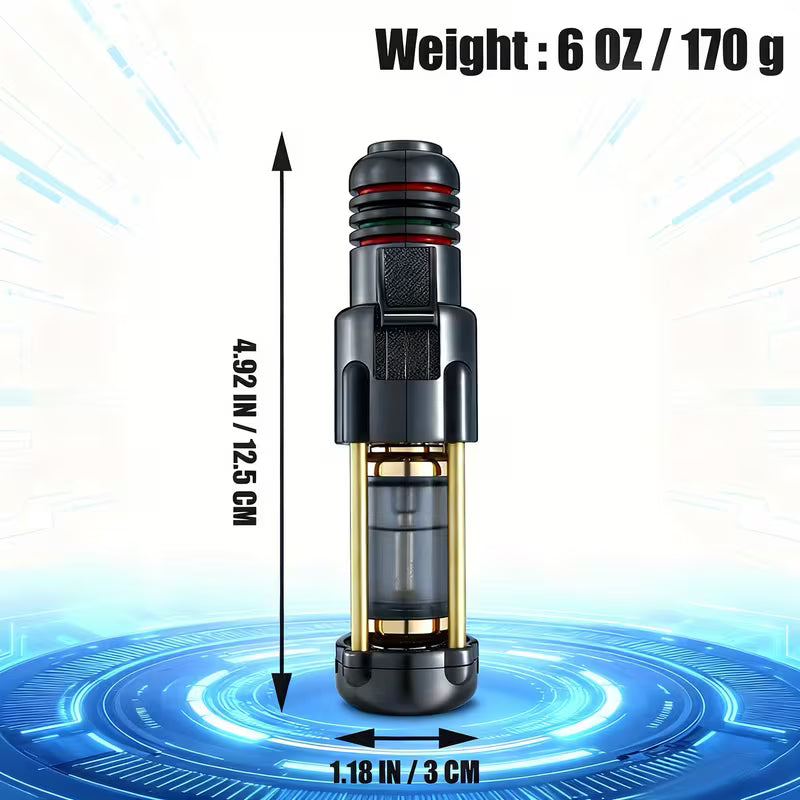 (No Fuel Included) Metal Lighter, Luxurious Upgraded Rocket Design Polished Windproof Refillable Fuel Jet Adjustable Blue Flame Lighter with Visible Tank, Made of Zinc Alloy, Easier to Use for Better Camping Barbecue Experience