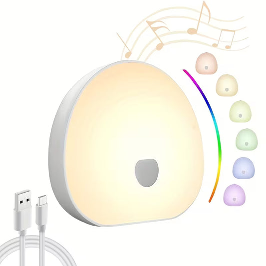 USB Rechargeable White Noise LED Night Light with Timer & Memory Function - 1200mAh Lithium Battery, 4-Color Dimmable Sleep Sound Machine, USB-Powered Light for, Indoor Relaxation & Sleep Aid, Portable Design, Touch Control, Ideal For Bedroom