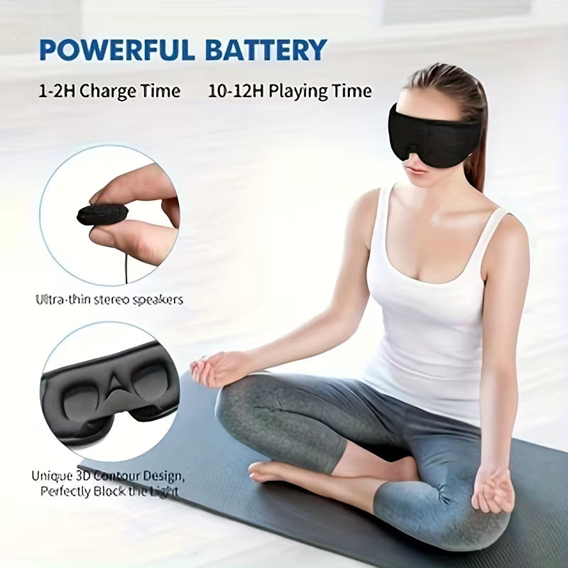 1pc 3D Wireless Sleep Mask with 5.2 BT Earphones, Best Sleeping Mask, Tpye-c Charging Cable Inside, Wireless Music Eye Mask for Men&women