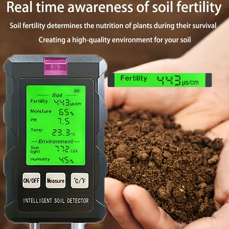 6-In-1 Multifunctional Soil Analyzer, Temperature, Light, Ph, And Humidity Measuring Tool