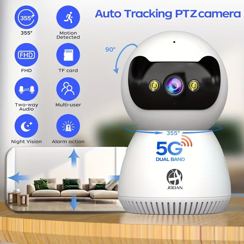 1080P Full HD Surveillance Camera with Full-Color Night Vision, Two-Way Audio, Motion Detection, and Tracking Recording. Can Be Controlled Via Remote Mobile App. Ideal for Nanny Monitoring, Family and Pet Safety Monitoring