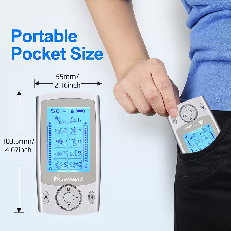 Dual Channel TENS Unit Muscle Stimulator Machine with 16 Modes &16 Levels Forpain Relief, 2" And 2"X4" TENS Unit Electrode Pads, TENS Device for Back &Full-Body & Muscle Relief, After Playing Soccer, Teacher'S Day Gifts