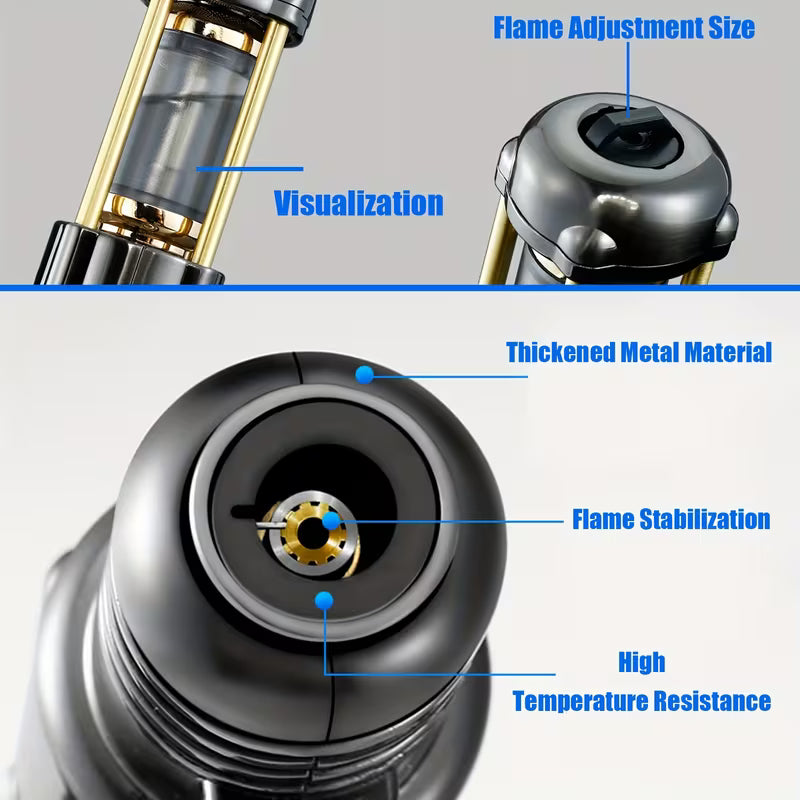 (No Fuel Included) Metal Lighter, Luxurious Upgraded Rocket Design Polished Windproof Refillable Fuel Jet Adjustable Blue Flame Lighter with Visible Tank, Made of Zinc Alloy, Easier to Use for Better Camping Barbecue Experience