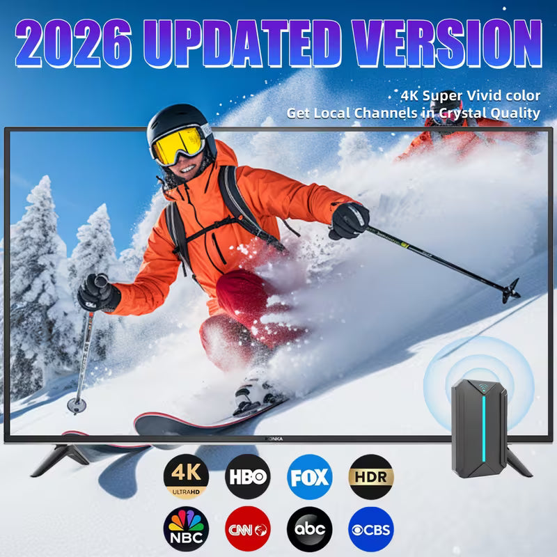 A one-time investment allows you to receive local TV channels permanently for free, no internet required. It features 360° signal reception and long-distance signal reception mode, with no monthly fees or contracts. It supports 1080P/4K/8K and is a