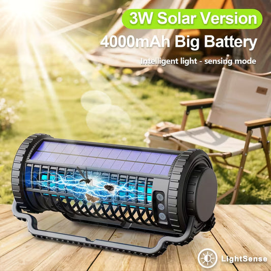 Outdoor Solar Insect Killer, High-efficiency Mosquito Killer Indoor, Cordless Rechargeable Fly Trap With 4000mAh Battery, Waterproof Insect Repellent, Suitable For Outdoor, Terrace, Backyard, Garden