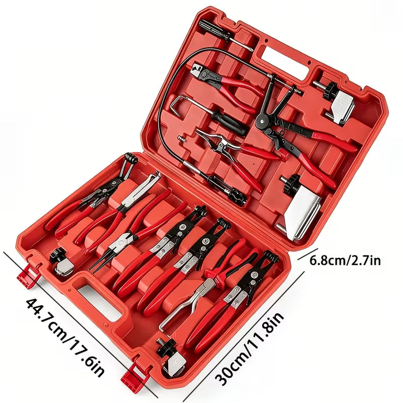3+4/16/17pcs Hose Clamp Set, Long-handled Hose Clamp Tool Remover, Suitable For Water Pipes And Car Radiator Coolant, Hose Clamp Removal And Installation Tool Kit, Hose Clamp Set, Radiator Hose Clamp Pliers, High-quality Hose Clamp Set