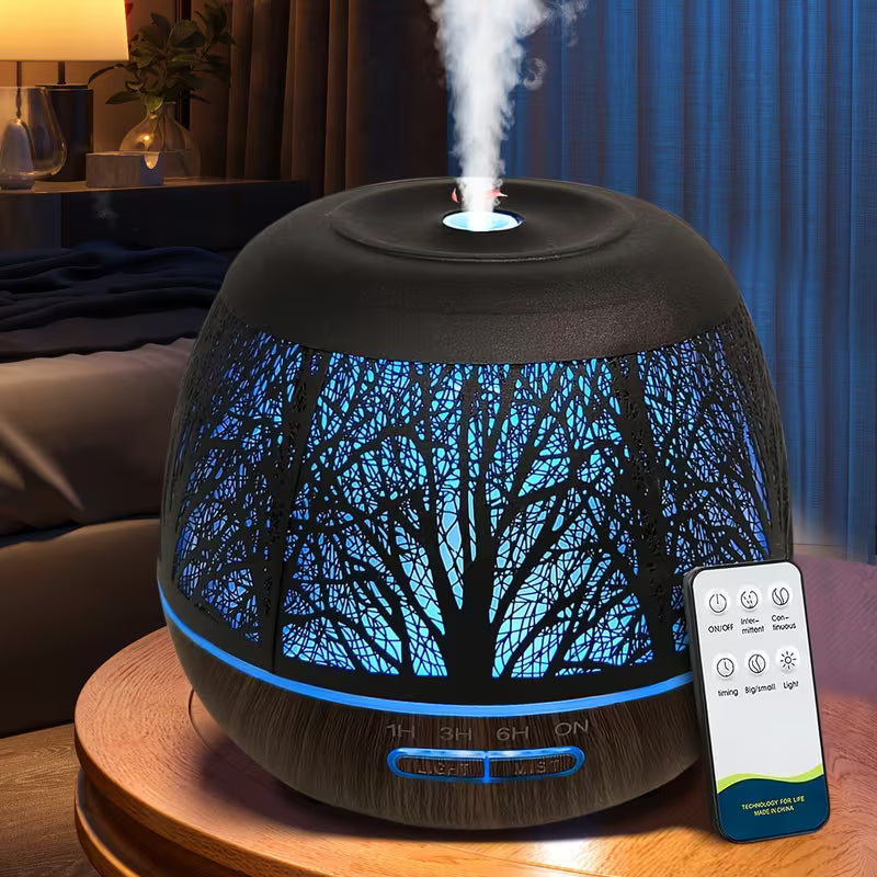 13.53oz Essential Oil Diffuser, Household Large-capacity Metal Diffuser, Diffuser with Remote Control, 7-color LED Light Humidifier for Bedroom, Gift Selection, Room Decoration, Teacher Appreciation (no Essential Oils Included By Default)