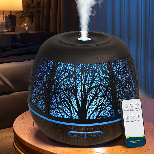 13.53oz Essential Oil Diffuser, Household Large-capacity Metal Diffuser, Diffuser with Remote Control, 7-color LED Light Humidifier for Bedroom, Gift Selection, Room Decoration, Teacher Appreciation (no Essential Oils Included By Default)