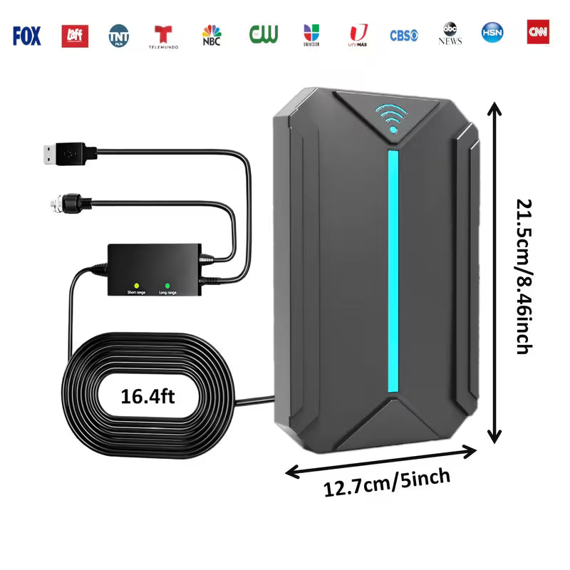 A one-time investment allows you to receive local TV channels permanently for free, no internet required. It features 360° signal reception and long-distance signal reception mode, with no monthly fees or contracts. It supports 1080P/4K/8K and is a