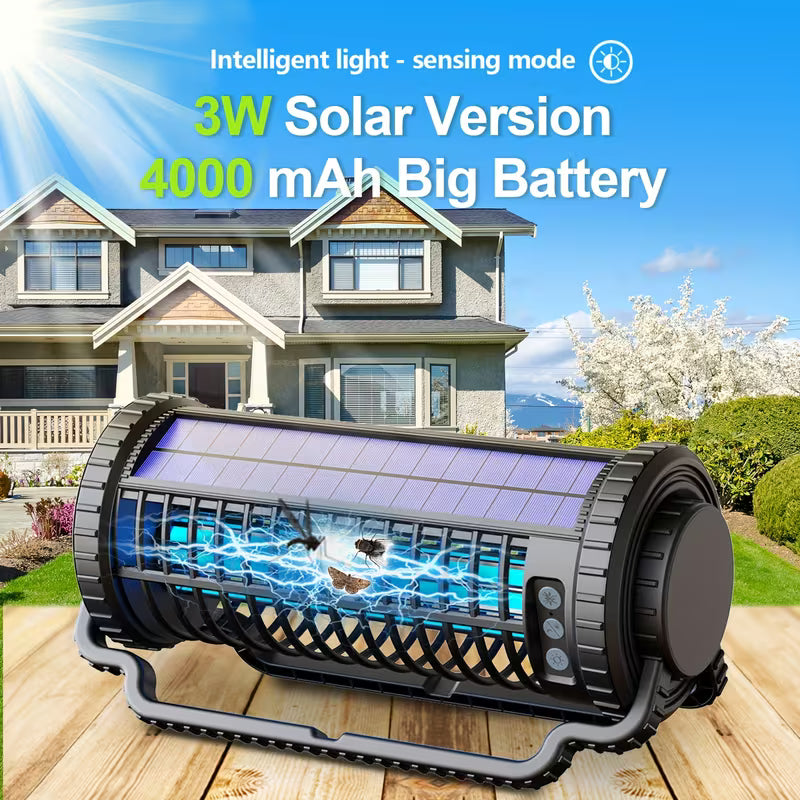 Outdoor Solar Insect Killer, High-efficiency Mosquito Killer Indoor, Cordless Rechargeable Fly Trap With 4000mAh Battery, Waterproof Insect Repellent, Suitable For Outdoor, Terrace, Backyard, Garden