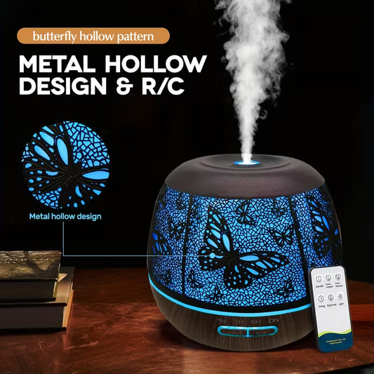 13.53oz Essential Oil Diffuser, Household Large-capacity Metal Diffuser, Diffuser with Remote Control, 7-color LED Light Humidifier for Bedroom, Gift Selection, Room Decoration, Teacher Appreciation (no Essential Oils Included By Default)