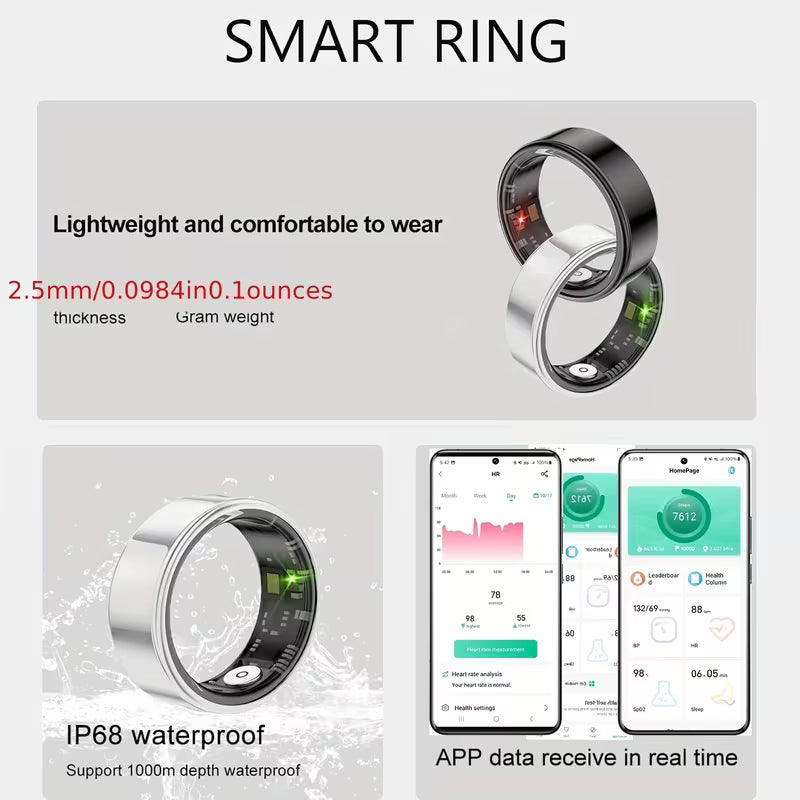 2026 Upgraded Smart Rings for Men Women, Health Monitoring Ring, Fitness Tracker with Sport Mode, Pedometer, Sleep, Step, Calorie Tracker, IP68 Fitness Ring, Outdoor Activity Tracker Ring for Android for iPhone - Gifts for Him/Her