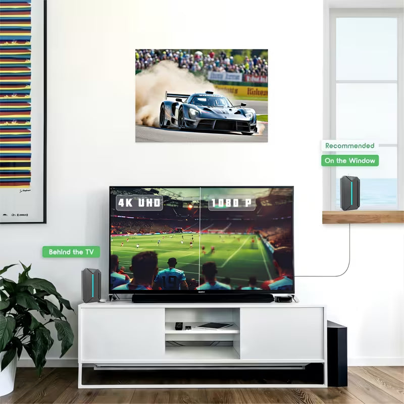 A one-time investment allows you to receive local TV channels permanently for free, no internet required. It features 360° signal reception and long-distance signal reception mode, with no monthly fees or contracts. It supports 1080P/4K/8K and is a