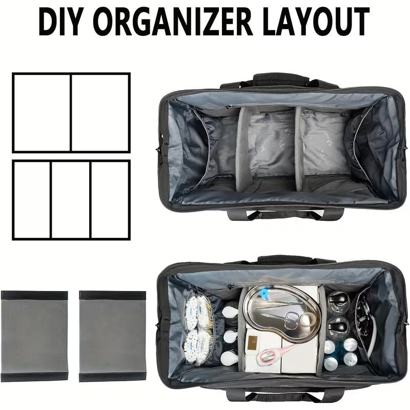 Large Medical Bag That Is Water-Resistant, Featuring Multiple Pockets for Nursing Purposes. This Portable Clinical Bag Is Ideal for Home Health Visits And Makes a Great Gift for Doctors And Nurses. Available in Black