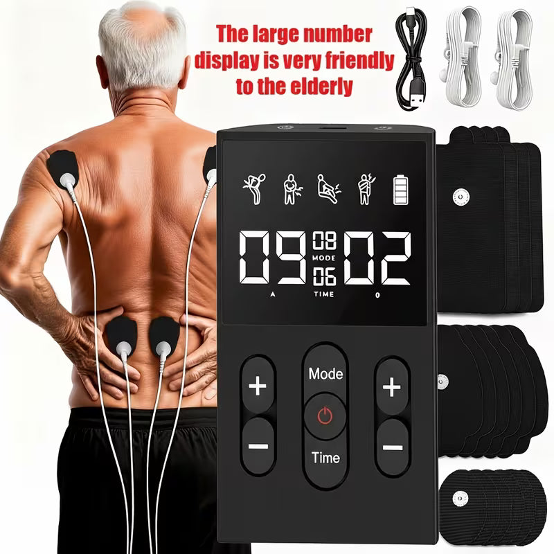 12Modes TENS EMS Unit Compact Muscle Stimulator for Pain Relief, Rechargeable & Portable Dual Channel EMS Muscle Stimulator with 36 Intensity Levels
