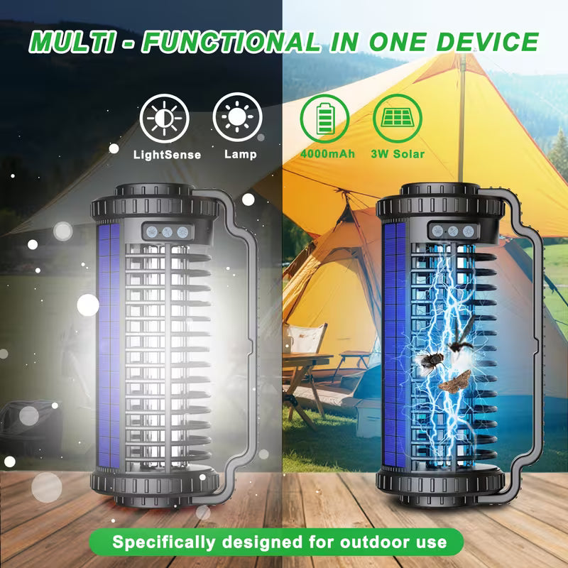 Outdoor Solar Insect Killer, High-efficiency Mosquito Killer Indoor, Cordless Rechargeable Fly Trap With 4000mAh Battery, Waterproof Insect Repellent, Suitable For Outdoor, Terrace, Backyard, Garden