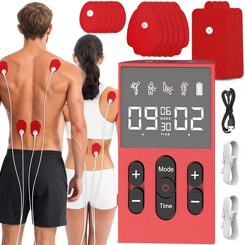 12Modes TENS EMS Unit Compact Muscle Stimulator for Pain Relief, Rechargeable & Portable Dual Channel EMS Muscle Stimulator with 36 Intensity Levels