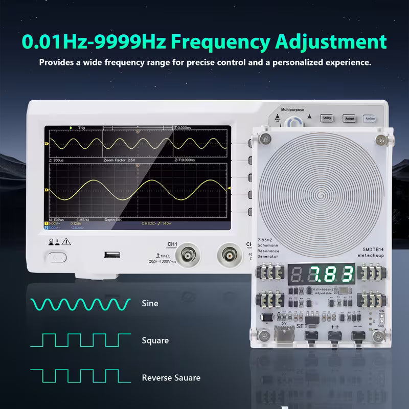 7.83Hz Adjustable Schumann Wave Resonance Generator (0.01Hz-9999Hz) - Ultra-Low Frequency Pulse Wave, USB Powered