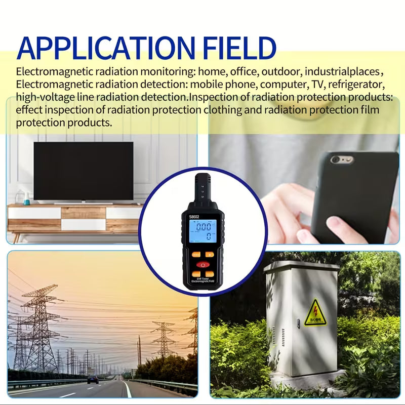 Three-in-One Electromagnetic Radiation Detector: Electric Field, Magnetic Field, and Radiation Tester (Battery Not Included)