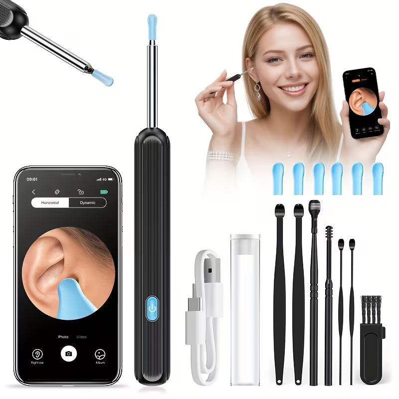INSKAM 1080P Ear Wax Removal Tool with Camera, Ear Cleaning Kit with 6 Spoons, Wi-Fi Enabled, Rechargeable Lithium Battery, Ear Tweezers for Ear Care