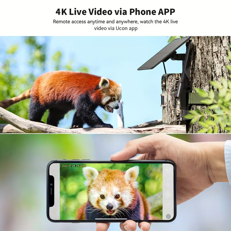 4G LTE Cellular Tracking Camera with 4K Live Viewing, Third-Generation Cellular Tracking Camera Featuring Real-Time Viewing, Solar-Powered Game Camera, Remote Phone Access And Playback, Motion Activation with a 0.2-Second Trigger Time, Night Vision