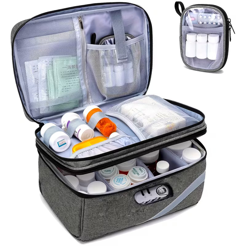 Organizer for Storing Medicine Bags (Empty), Compact Pouch for Pill Bottles, Ideal for Home, Workplace, Educational Institutions, And Outdoor Trips
