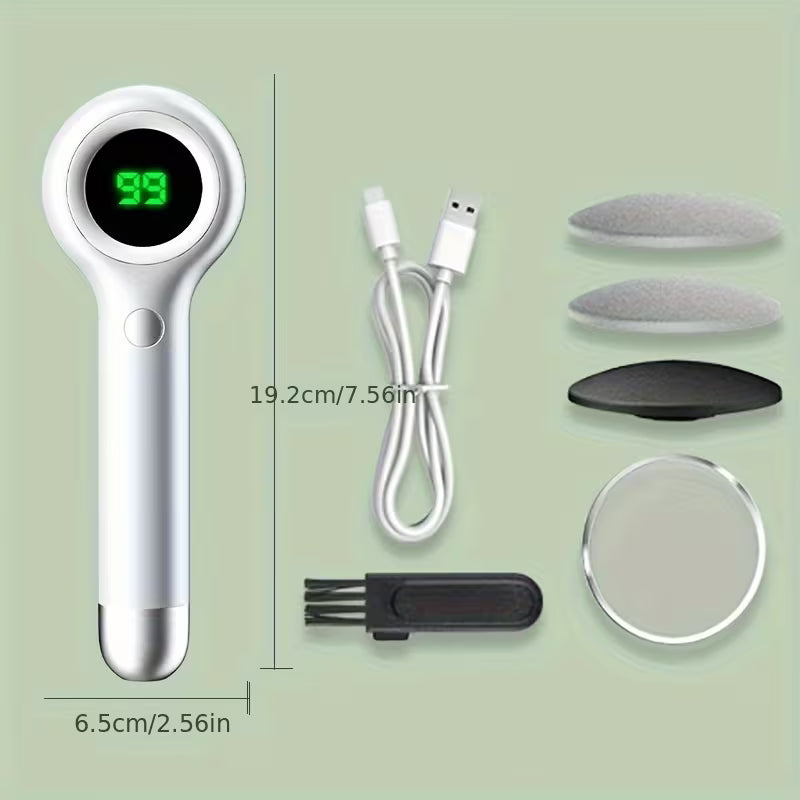 Rechargeable Electric Foot Remover Kit - Pedi Tools For Feet Care With 3 Interchangeable Heads, 2 Speeds, And Dander Vacuum Cleaner - Professional Foot Care Solution For Smooth And Soft Feet