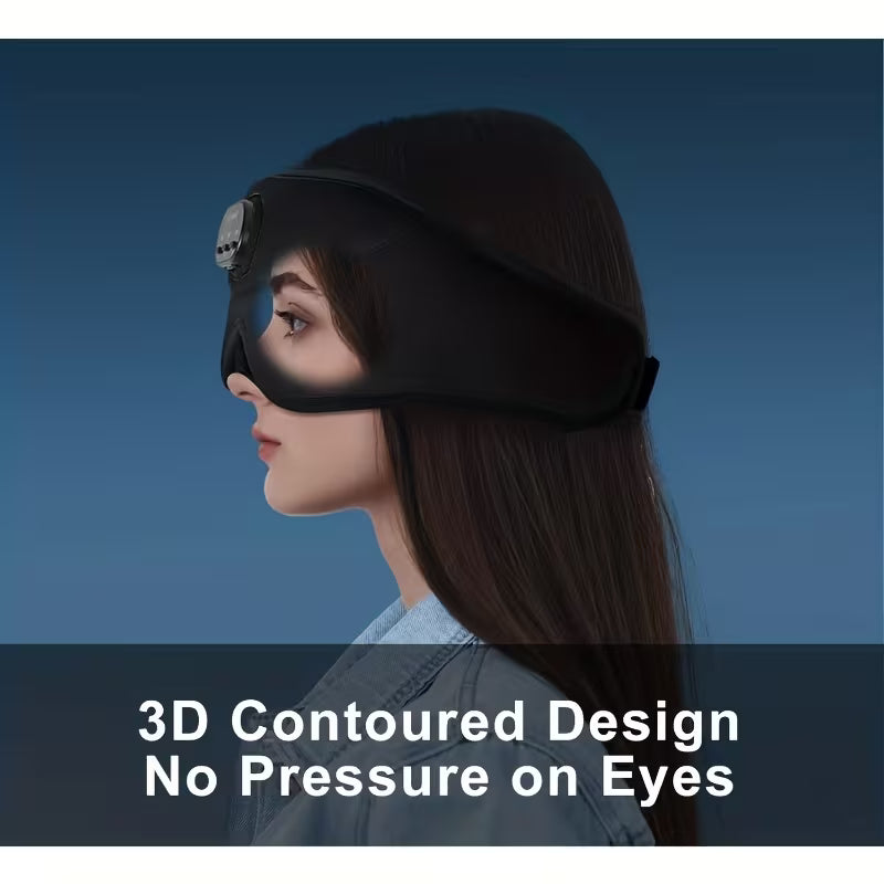 Wireless Sleep Mask (Smart Timer) 100% Full Light Blocking 3D Contoured Eye Mask 38 White Noise Tracks Sleep Music with Auto Shut-Off Breathable Pressure-Free Design Ideal for Side Sleepers Perfect for Travel Unisex Gift for Men And Women
