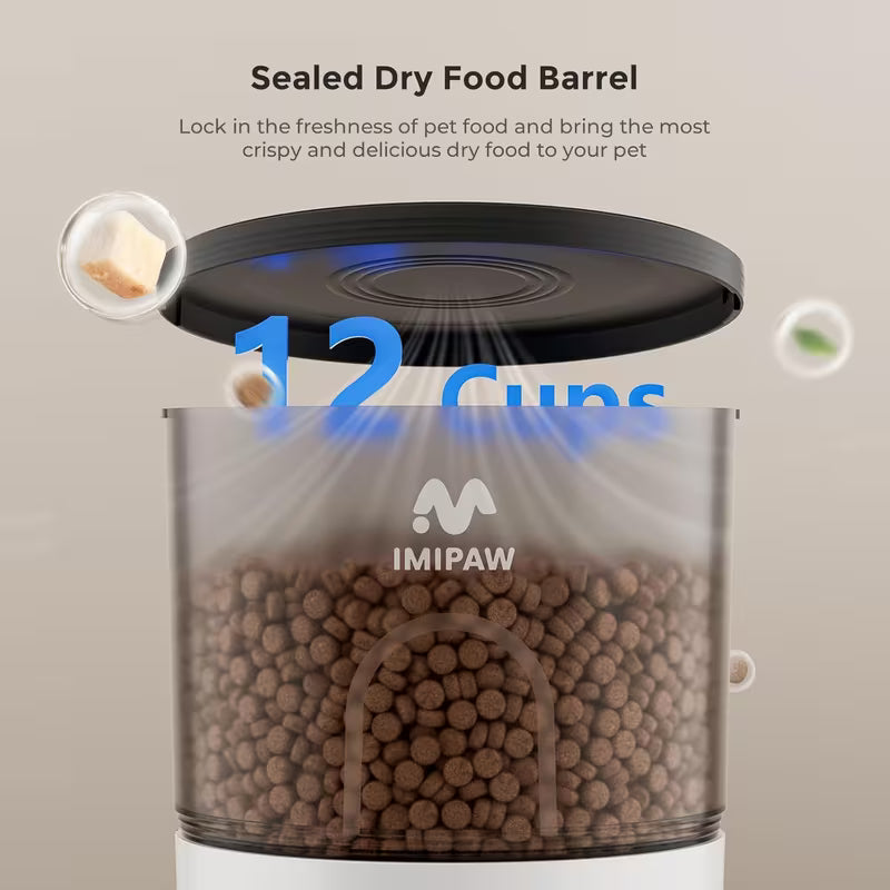 Automatic Cat Feeder 101.44oz - Smart Pet Food Dispenser with Wireless App Control (Up to 787.4 inch), Timed Programmable Portion Control, Dual Power Backup, Easy Setup, 10 Meals/Day for Cats And Puppies (No Wifi Required)