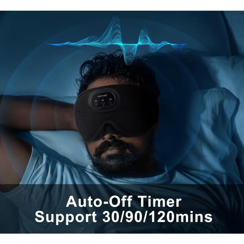 Wireless Sleep Mask (Smart Timer) 100% Full Light Blocking 3D Contoured Eye Mask 38 White Noise Tracks Sleep Music with Auto Shut-Off Breathable Pressure-Free Design Ideal for Side Sleepers Perfect for Travel Unisex Gift for Men And Women