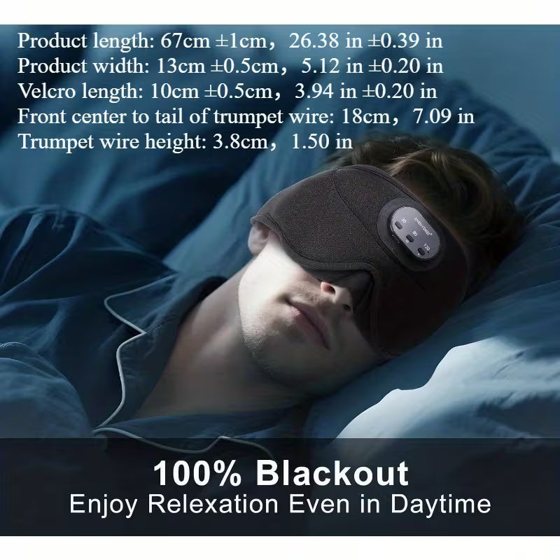 Wireless Sleep Mask (Smart Timer) 100% Full Light Blocking 3D Contoured Eye Mask 38 White Noise Tracks Sleep Music with Auto Shut-Off Breathable Pressure-Free Design Ideal for Side Sleepers Perfect for Travel Unisex Gift for Men And Women