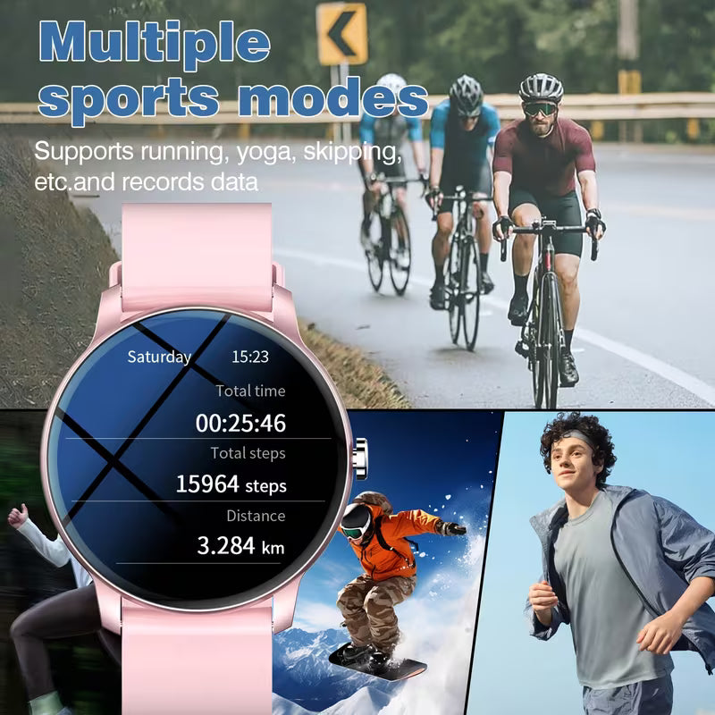 2026 Smartwatch/Fitness Band with Wireless Calling, Wireless Connectivity, Multiple Sports Modes, Music Control, Sedentary Reminder, Wallpaper, Weather Updates - USB Charging, Multi-functional Wearable, Compatible with iPhone and Android
