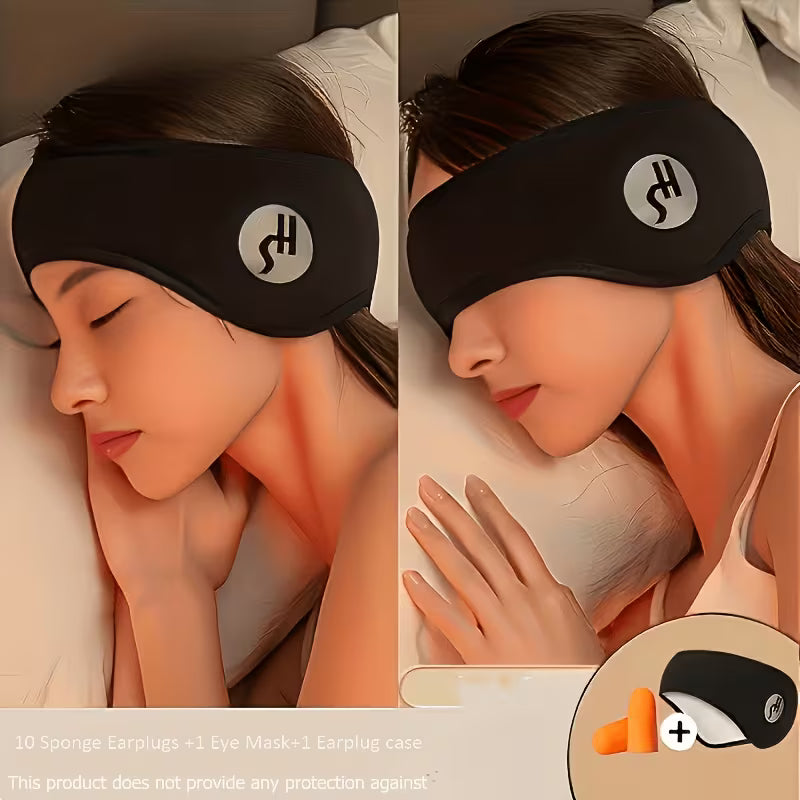 12pcs Noise-Canceling Sleep Set - Anti-Snoring Sleep Mask (1 Mask + 10 Earplugs + 1 Earplug Case), Suitable for Office, Dormitory, Travel, Naps, and Other Scenarios, Includes Basic Dormitory Essentials. The Product Features a Lightweight Design