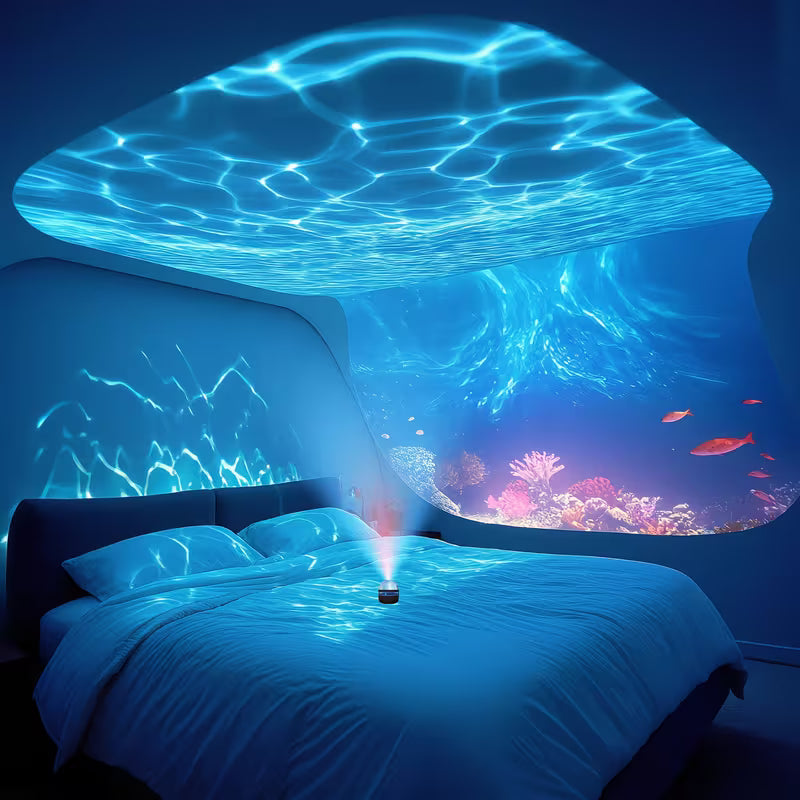 [Room Decoration] Ripple Wave Projection Light, USB Powered, Remote Adjustable, Ceiling Atmosphere Light, Suitable as Bedroom Night Light, Holiday Gift, Mood Lighting, Party Decoration. USB-powered, No Batteries Included