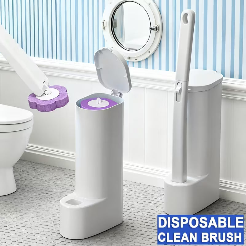 Disposable Toilet Brush with Replaceable Heads | Modern Plastic Toilet and Detail Crevice Scrubbing Brush Set, Suitable for Cleaning Toilet Corners, Window Grooves, Door Tracks, and Keyboards