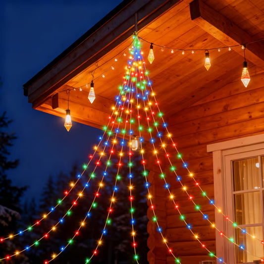 USB Color Waterfall Lights - Smart Lights with 8 Lighting Modes, Suitable for Festive Decorations, New Year Decor, Christmas Decorations, And Commercial Street Lighting, IPX4 Rated for Both Indoor And Outdoor Holiday String Lights