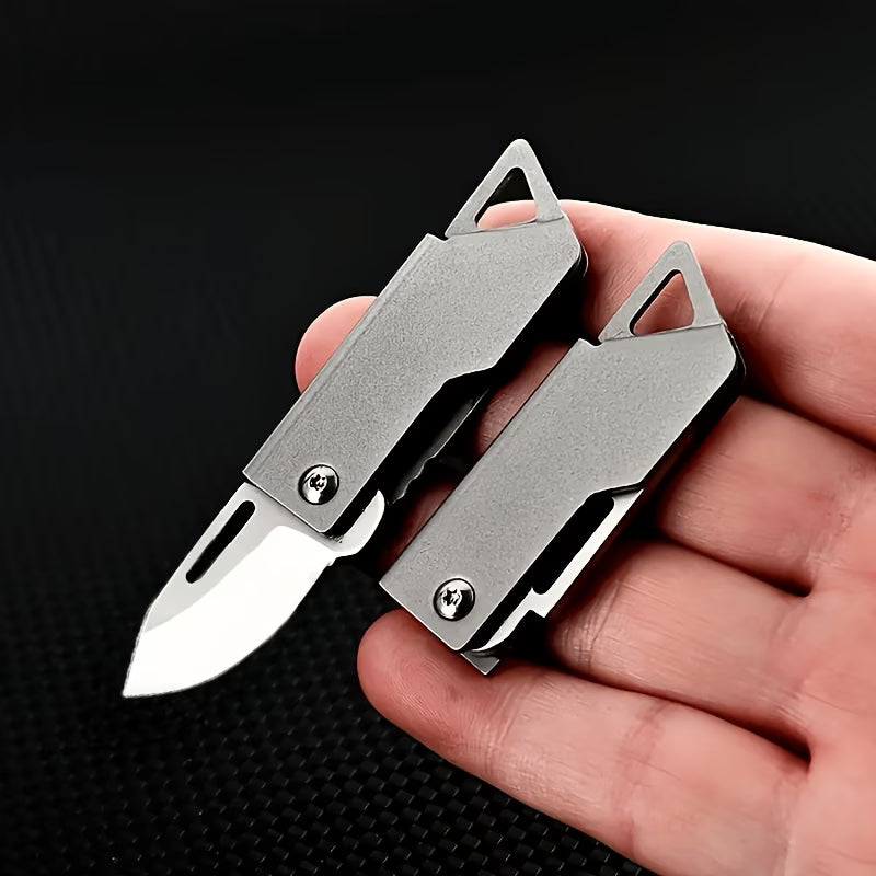 Retractable Utility Knife | Box Cutter | Pocket Folding Knife - D2 Blade, Compact & Lightweight for Office, Craft, Outdoor - Flat Edge, Ambidextrous, Keychain Accessory